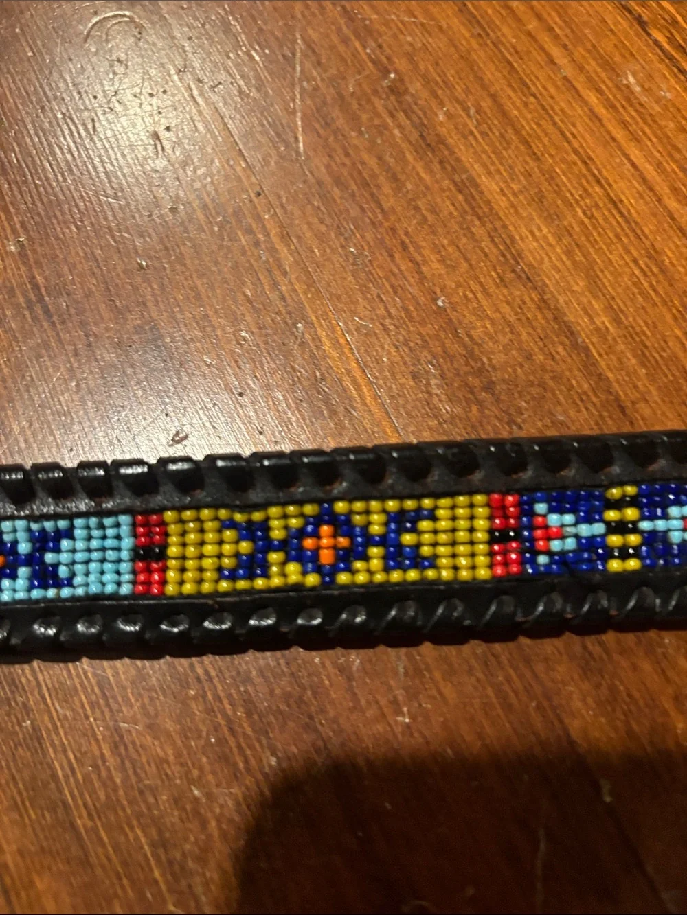 Women’s black western belt. Beaded. By Dos Amigos made in Mexico.